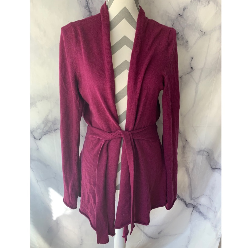 Athleta magenta waist tie wrap cardigan Sz M